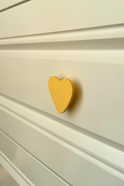 Pomerol Mâner pentru dulap cu inimă galbenă - mâner de mobilier modern, elegant și durabil pentru camera copiilor, bucătărie și baie, DK