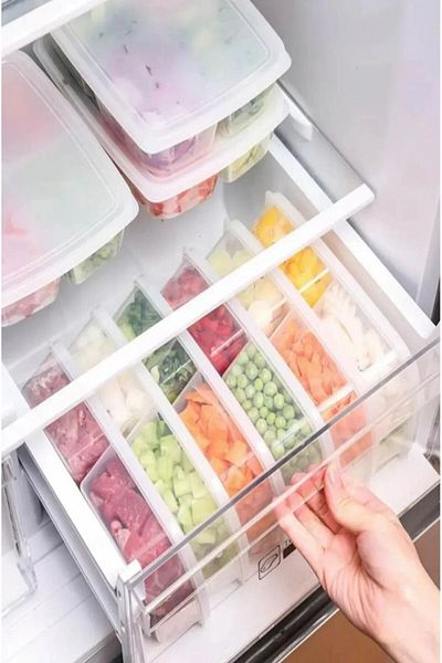 Purelegant Transparent Breakfast Vegetable Storage Set - 4 Compartments, Lid, Lunch Fridge Organizer, 250 ml