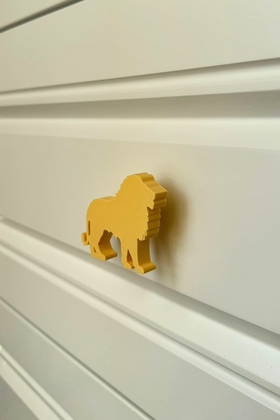 Pomerol Mâner pentru dulap cu leu galben - mâner de mobilier elegant, distractiv și durabil pentru camera copiilor, bucătăria și baia