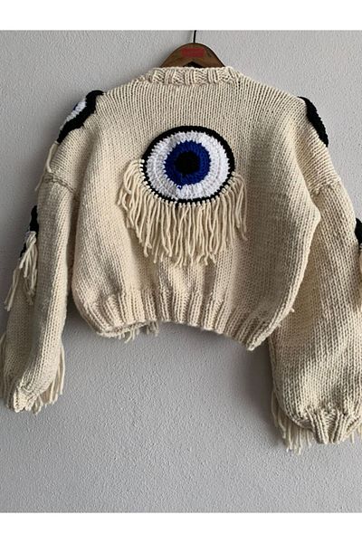 Turkvaryum Χειροποίητη πλεκτή Crop Cardigan