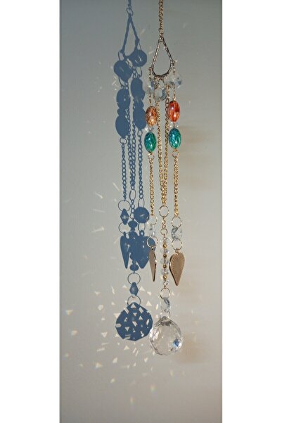 lalogludesıgn Gold Renk Aparatlı Renkli Boncuklu  Çelik Kalp Objeli Dekoratif...