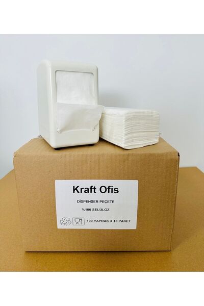 Kraft Ofis Dispenser Peçete Ekonomik Masaüstü Peçetesi-1 Koli-18 Paket-1800 Adet Peçete