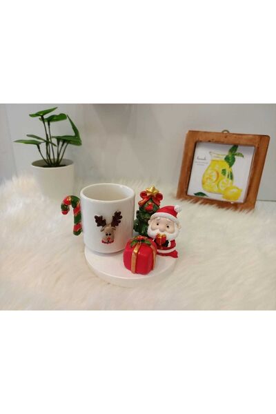 Süs Dükkanı El Emeği Tasarım Dekoratif Yılbaşı Temalı Kahve Fincanı