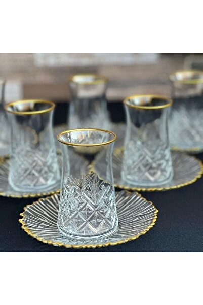 EVRA Timeless Yaldızlı Çay Seti Takımı 12 Parça