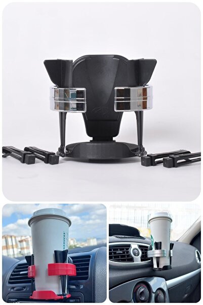 H&R PLASTİK حامل أكواب ومشروبات للسيارات بلون الكروم