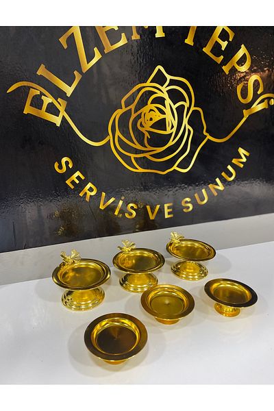 Elzemm store Gold Colored Lux Turkish Delight Set with 3 Butterflies and 3 Plain Macarons