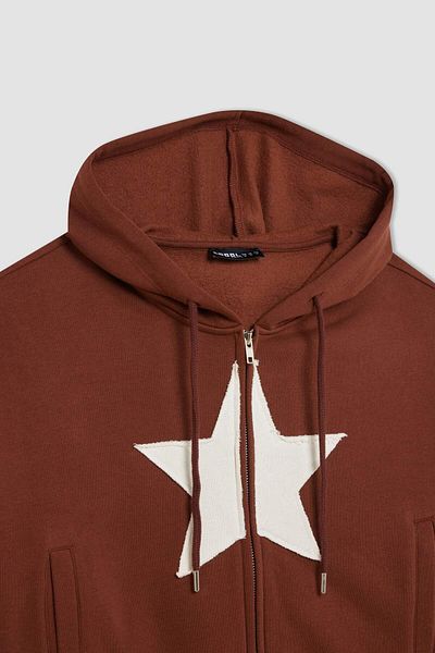 DeFacto Thick Kangaroo Pocket and Zippered Hooded Printed Sweatshirt 3166465