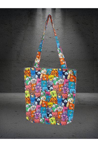 shopExxtra Geantă cu model de pisici colorate de in