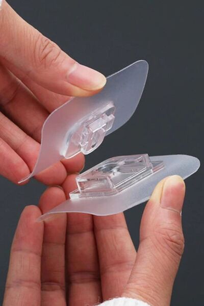 Hombak 10 Çift Şeffaf Çift Taraflı Yapışkanlı Geçmeli Klips Eşya Sabitleme Askısı Tablo Askısı Iz Bırakmaz