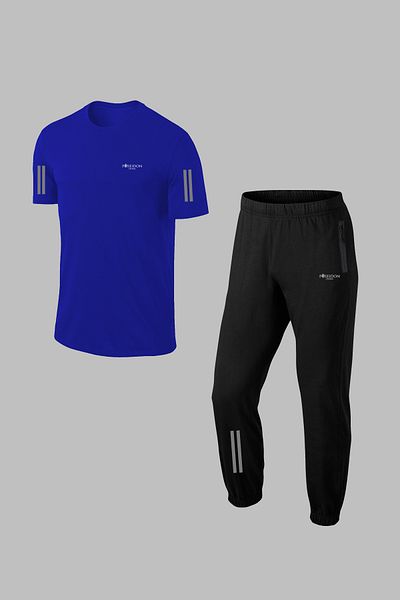 POSEIDON STORM Men's Blue Custom Supra Combed Cotton Tracksuit Set - Pocketed and Comfortable 4XL-10XL