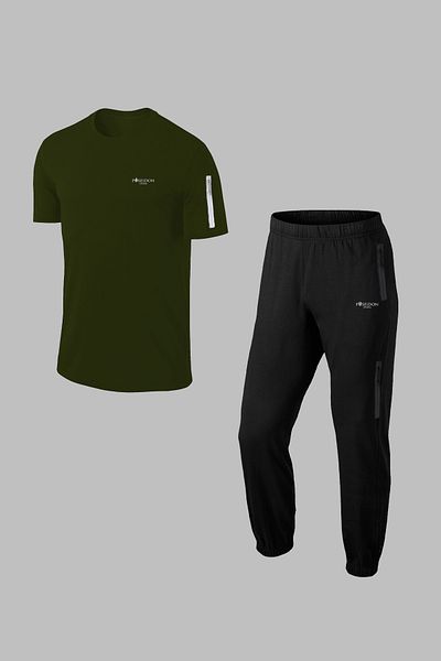POSEIDON STORM Men's Khaki Special Supra Combed Cotton Tracksuit Set - Zippered, All Seasons, Plus Size 4XL-10