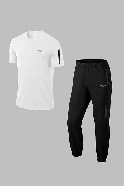 POSEIDON STORM White Supra Combed Cotton - Plain Plain Tracksuit Set 4XL-10XL