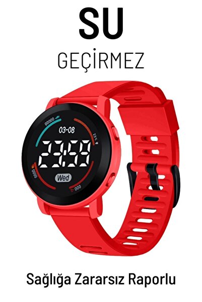 Q-TİME Akıllı Saat Görünümlü Led Ekranlı Su Geçirmez Dijital Çocuk Saati (kır...