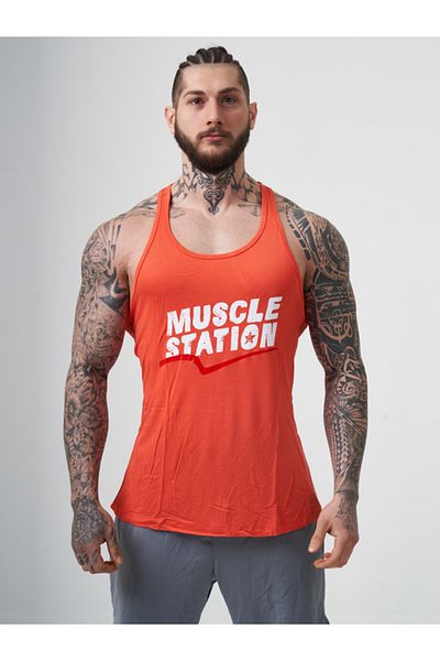Muscle Station تانك Musclestation Toughman - رياضي برتقالي، لياقة بدنية للتمرين