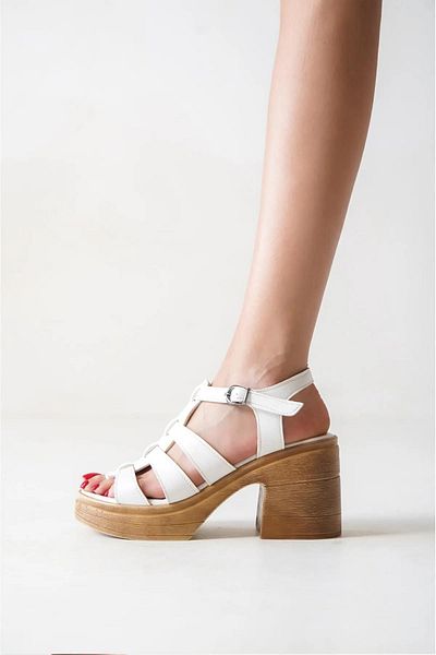 Preshley Women's Carlo White Orthopedic Insole Platform Heel Sandals