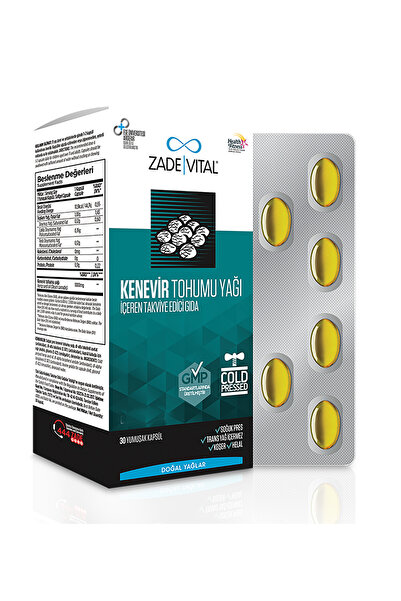 Zade Vital Omega 6 - omega 3 - Organik Kenevir Yağı'ndan (1 Kutu 30 Kapsül)