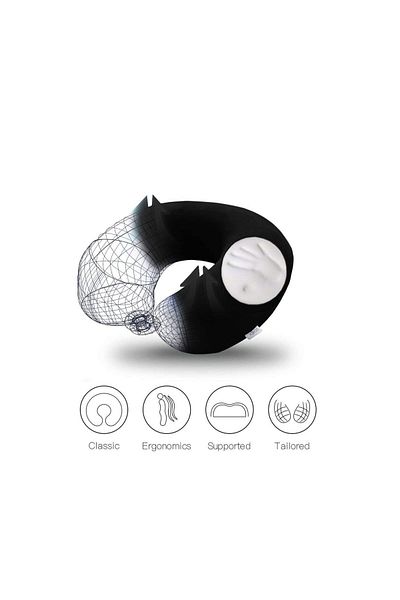 In House Velvet Neck and Travel Pillow - 30x25 cm - Color Black