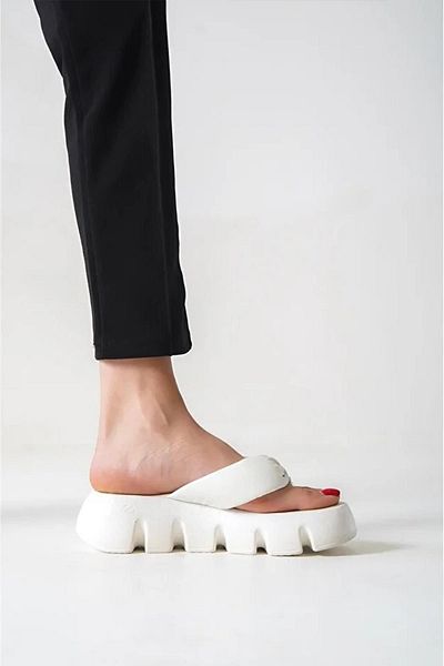 Preshley Flip-flops de damă Tokyo, alb, cu talpă groasă