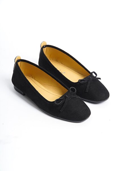 Preshley Women's Camil Trent Black Suede Blunt Toe Daily Ballerinas