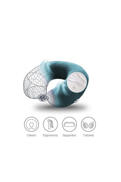 In House Velvet Neck and Travel Pillow - 30x25 cm - Color Turquoise