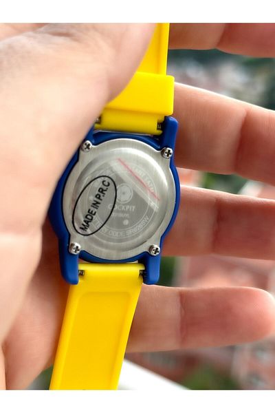 Cockpit Boy's Watch Bracelet - Brand, Number, Silicone Cord, Yellow