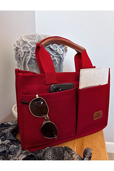 gabies Kadın Kanvas Kumaş Kırmızı Renk İki Adet Ön Cepli Tote Bag El Ve Omuz ...