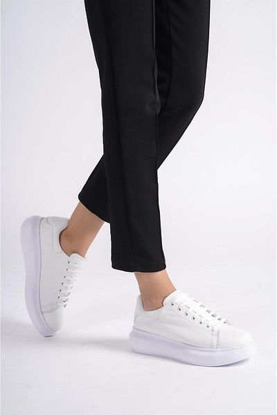 Preshley Pantofi de damă Alexander White din piele naturală 909 - cu șireturi