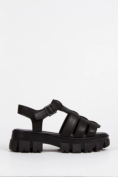 Preshley Sandale de damă Cisse Black cu talpă înaltă Cage Model