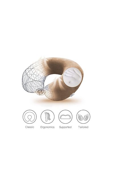 In House Velvet Neck and Travel Pillow - 30x25 cm - Color Beige