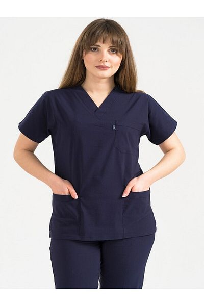 SKORMED Tricou pentru asistentă medicală din Lycra albastru bleumarin - Set de scrub pentru partea inferioară