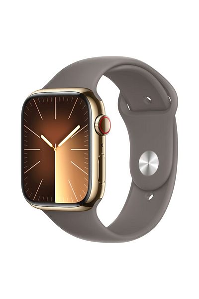 Apple Watch Series 9 LTE 45mm Gold Stainless Steel Clay Sport Band Small/Medium
