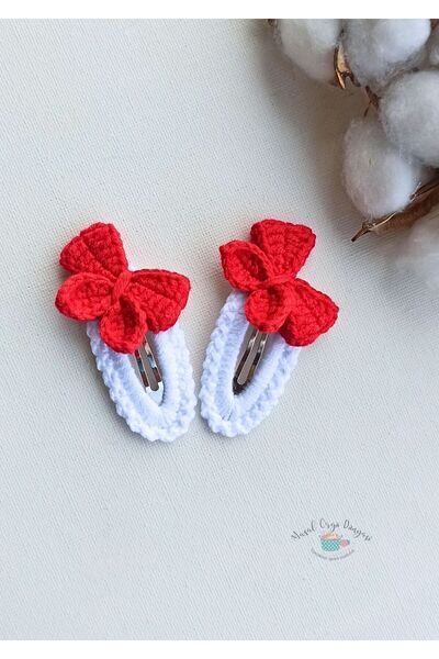 Masal Örgü Dünyası Cataramă cu arc - roșu 2 Accesoriu de păr de nișă care ref...