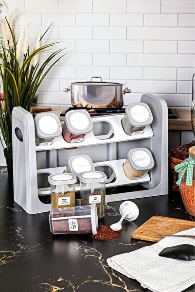 origa طقم أرفف توابل مكون من 8 قطع مع حامل وغطاء قابل للقفل