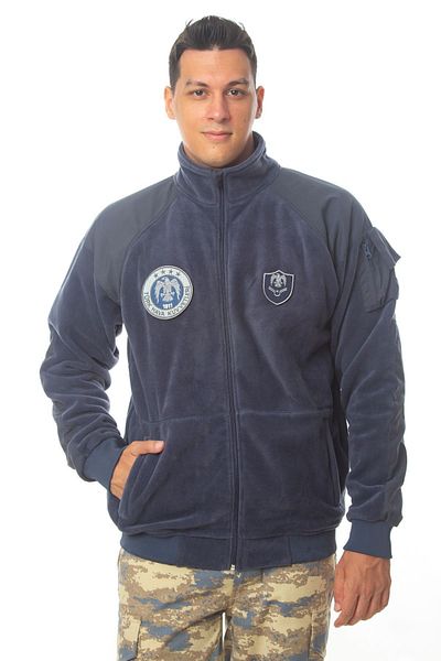 Burak Askeri Malzeme Navy Blue Colored Long Sleeve Cold-proof Fleece - Full Zipper Bato Collar