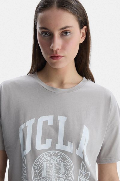 UCLA AVALON Light Gray Oversize Crew Neck Women's T-shirt