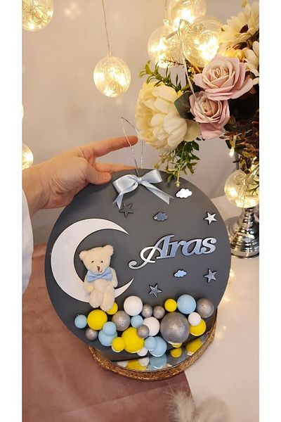 ARMAGAN BEBEK NİKAH ŞEKERİ Ornament pentru ușă pentru bebeluș Bule din lemn
