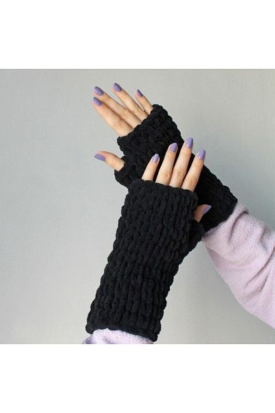 BurDen Dekoratif Ürünler & Tasarım Black Puffy Gloves, Trend, Design, Hand Knitted, Winter Fashion, Nordic Style, Accessory, Fingerless