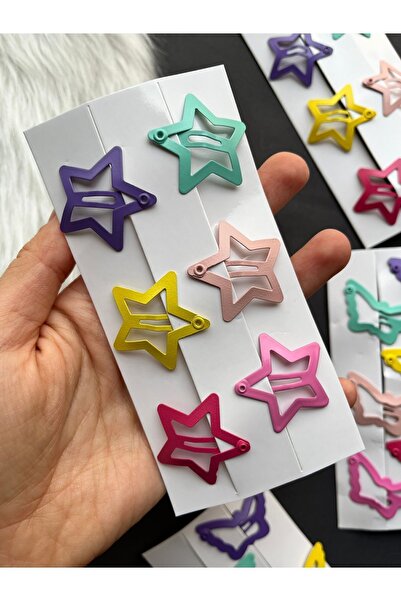 Toka Sepetim Renkli Yıldızlı Metal Çıtçıt Toka Seti 6 Adet