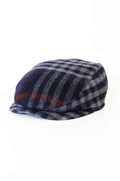 Capstories Plaid Pattern Wool Fabric Cap