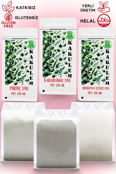 Kakulem SERTİFİKALI Glutensiz Paket Karabuğday Pirinç Hindistan Cevizi Unu 250 GR
