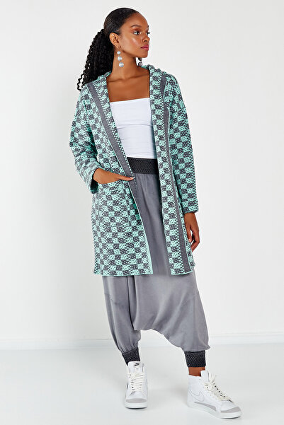 Hopoi Жіночий кардиган з капюшоном і відкритим передом