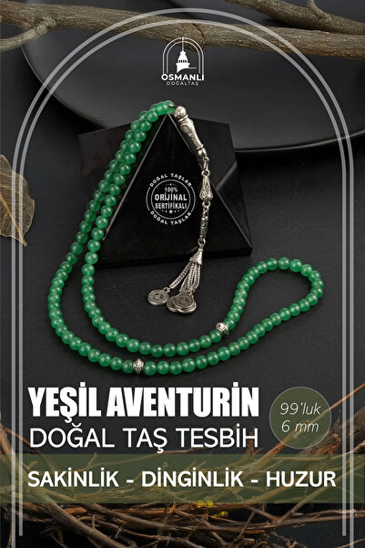 OSMANLI DOĞAL TAŞ Yeşil Aventurin Doğal Taş Tesbih 99luk - 6mm