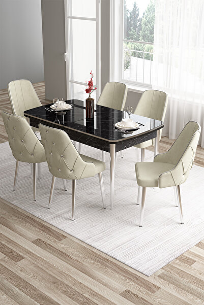 Canisa Tia Serisi 80x132 Mdf Açılabilir Siyah Mermer Desen Krom Detay Mutfak ...