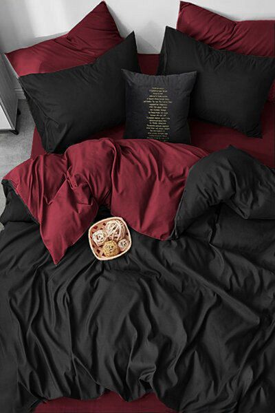 BEAUTIFUL BIRD Burgundy Black Single Duvet Cover Set with Sheets Also Used as Bed Linen