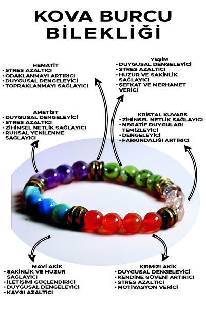 Ssilhoutte Doğaltaş Kova Burcu Doğal Taş Bileklik - Hematit - Yeşim - Ametist...