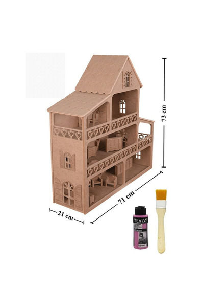 Özka Hobi Ahşap ÖZKA HOBBY TOYS BÜYÜK BOY BARBİE EVİ 1 ADET BOYA VE FIRÇA HED...