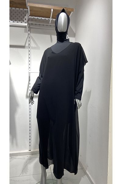 GİZGİYİM Black Chiffon Kaftan Pareo Plus Size