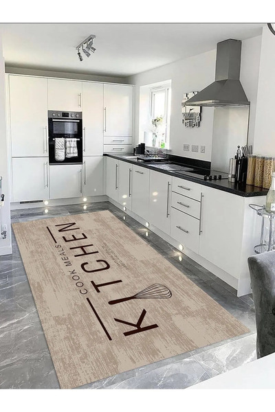 halıpera Yıkanabilir Kaymaz Halı   Kitchen Desenli  Halı  Salon Halısı Mutfak...