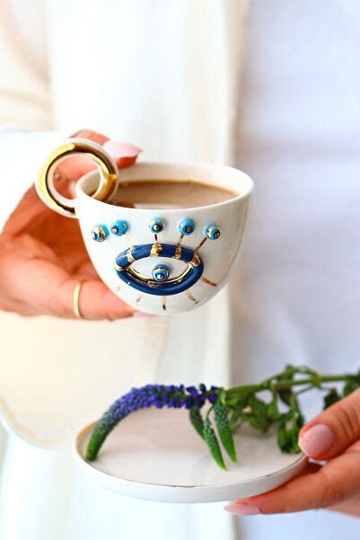 SİNEM YAMAN HOME Eyes Dream Seramik Double Fincan / Elyapımı Fincan / Seramik...