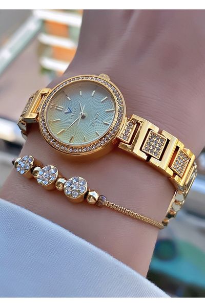 Fiesta Gold Yellow Steel Cord Small Case Women's Wristwatch - Bracelet